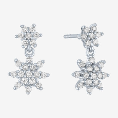 Diamond Blossom (G-H / Si2-I1) 1/3 CT. T.W. Lab Grown White Diamond 10K White Gold Drop Earrings