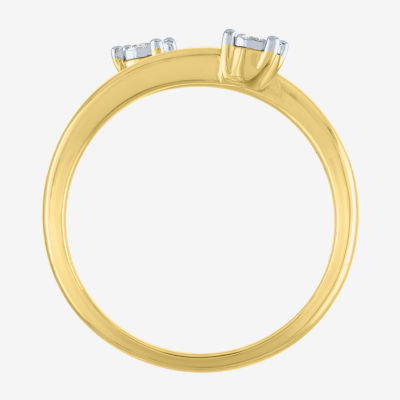 Diamond Addiction (G-H / Si2-I1) Womens 1/10 CT. T.W. Lab Grown White 10K Gold Round Delicate Bypass  Cocktail Ring