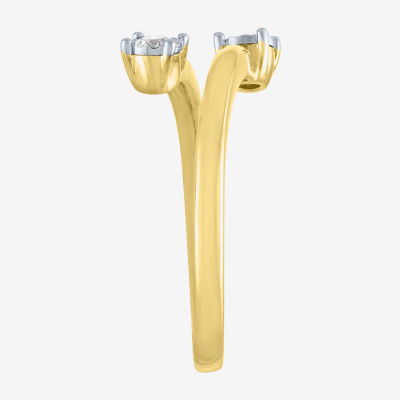 Diamond Addiction (G-H / Si2-I1) Womens 1/10 CT. T.W. Lab Grown White Diamond 10K Gold Round Delicate Bypass  Cocktail Ring