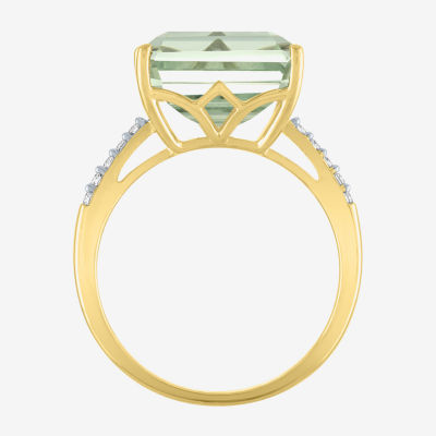 Diamond Addiction (G-H / Si2-I1) Womens 1/10 CT. T.W. Genuine Green Quartz 10K Gold Cocktail Ring