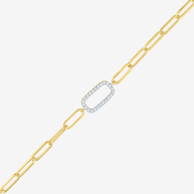 Diamond Addiction 1/10 Ct.T.W. Diamond (G-H / Si2-I1) 10K Gold 8 Inch Paperclip Chain Bracelet