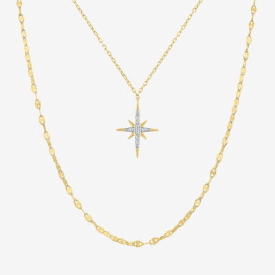 Yes, Please! North Star (G-H / I1-I2) Womens 2-pc. Diamond Accent Lab Grown White Diamond 14K Gold Over Silver Star Necklace Set