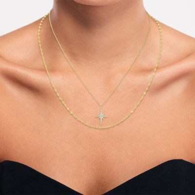 Yes, Please! North Star (G-H / I1-I2) Womens 2-pc. Diamond Accent Lab Grown White Diamond 14K Gold Over Silver Star Necklace Set