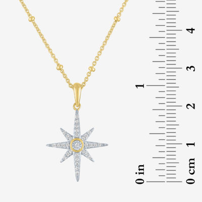 Diamond Addiction (G-H / I1-I2) North Star Womens 1/8 CT. T.W. Lab Grown White Diamond 14K Gold Over Silver Star Pendant Necklace