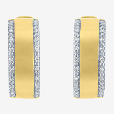 Diamond Addiction (G-H / I1-I2) 1/10 CT. T.W. Lab Grown White Diamond 14K Gold Over Silver 18mm Hoop Earrings