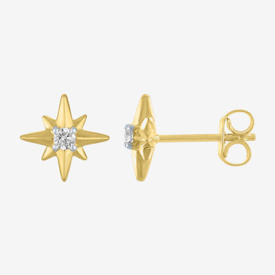 Diamond Addiction North Star (G-H / Si2-I1) 1/10 CT. T.W. Lab Grown White Diamond 10K Gold Over Silver 10mm Star Stud Earrings