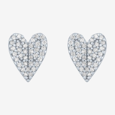 Diamond Addiction (G-H / Si2-I1) 1/6 CT. T.W. Lab Grown White Diamond 14K Gold Over Silver Sterling Silver 8.2mm Heart Stud Earrings