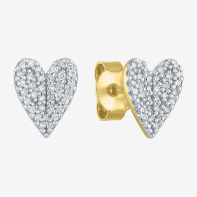 Diamond Addiction (G-H / Si2-I1) 1/6 CT. T.W. Lab Grown White Diamond 14K Gold Over Silver Sterling Silver 8.2mm Heart Stud Earrings