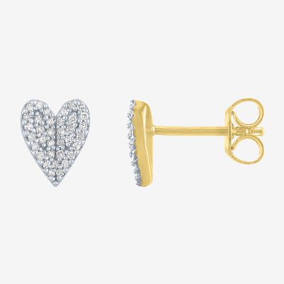 Diamond Addiction (G-H / Si2-I1) 1/6 CT. T.W. Lab Grown White Diamond 14K Gold Over Silver Sterling Silver 8.2mm Heart Stud Earrings