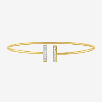 Diamond Addiction Double Bar (G-H / Si2-I1) Womens 1/10 CT. T.W. White Diamond 14K Gold Over Silver Cuff Bracelet