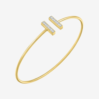 Double Bar (G-H / Si2-I1) Womens 1/10 CT. T.W. White Diamond 14K Gold Over Silver Cuff Bracelet