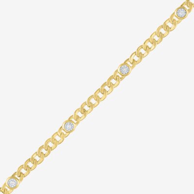 Diamond Addiction (G-H / I1-I2) Womens 14K Gold Over Silver 8 Inch Curb Chain Bracelet
