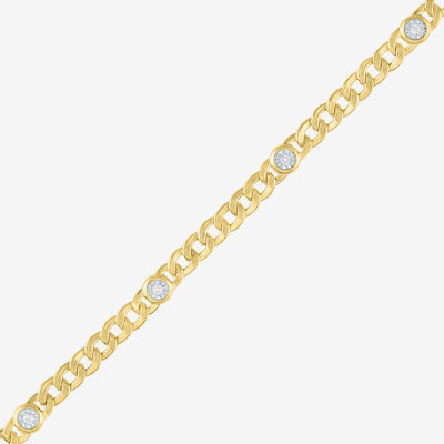 Diamond Addiction (G-H / I1-I2) 14K Gold Over Silver 8 Inch Curb Chain Bracelet