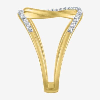 Diamond Addiction Double C Link Womens 1/10 CT. T.W. Genuine White Diamond Cocktail Ring