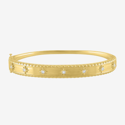 Diamond Addiction (G-H / I1-I2) North Star Womens 1/10 CT. T.W. Lab Grown White Diamond 14K Gold Over Silver Sterling Silver Star Bangle Bracelet