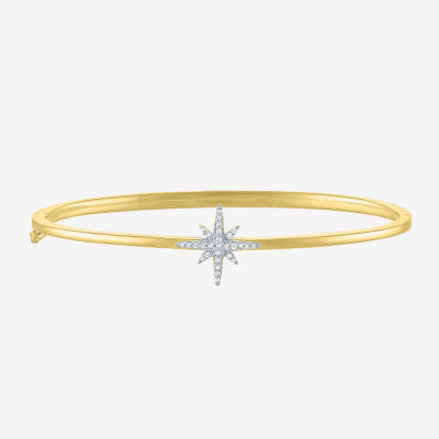 Diamond Addiction (G-H / I1-I2) North Star Womens 1/10 CT. T.W. Lab Grown White Diamond 14K Gold Over Silver Sterling Silver Star Bangle Bracelet