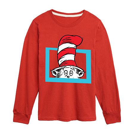 Little & Big Boys Crew Neck Long Sleeve Dr. Seuss Graphic T-Shirt, Large, Red