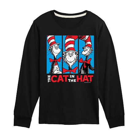 Little & Big Boys Crew Neck Long Sleeve Dr. Seuss Graphic T-Shirt, Small, Black