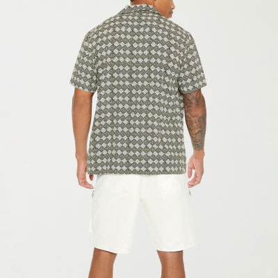 Forever 21 Mens Short Sleeve Geometric Button-Down Shirt