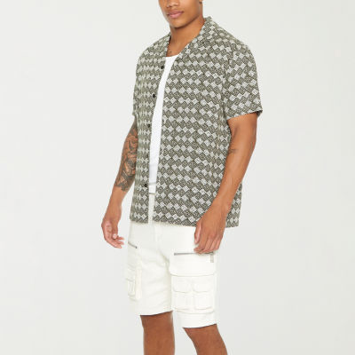 Forever 21 Mens Short Sleeve Geometric Button-Down Shirt