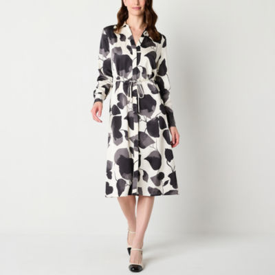 Worthington Womens Long Sleeve Shirt Dress