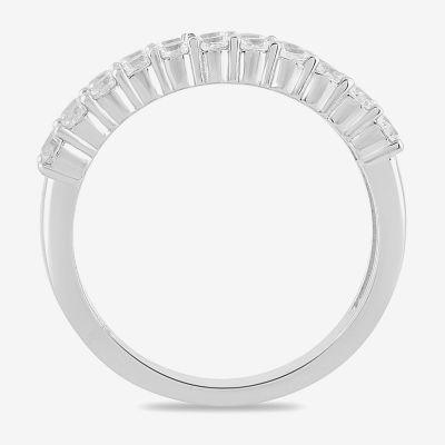 Womens Lab Created White Sapphire Sterling Silver Band