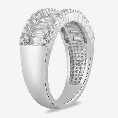 Lab Created White Sapphire Sterling Silver Band