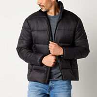 St. John's Bay Mens Adaptive Water Resistant Midweight Puffer Jacket, Large, Black