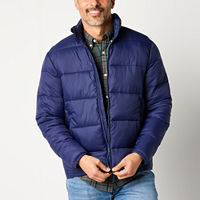 St. John's Bay Mens Adaptive Water Resistant Midweight Puffer Jacket, Medium, Blue