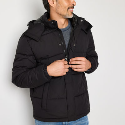 St. John's Bay Cold Weather Mens Wind Resistant Hooded Lined Heavyweight Puffer Jacket