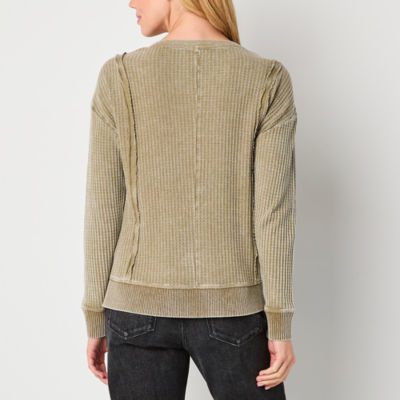 Frye and Co. Waffle Womens Split Tie Neck Long Sleeve Henley Shirt