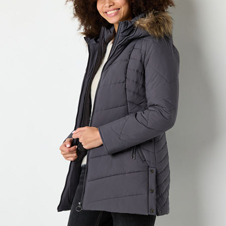 Maralyn And Me Hooded Heavyweight Womens Juniors Puffer Jacket, X-small, Gray