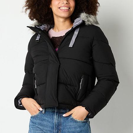 Maralyn And Me Hooded Heavyweight Womens Juniors Puffer Jacket, Xx-large, Black