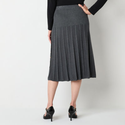 Liz Claiborne Womens Mid Rise Midi A-Line Skirt