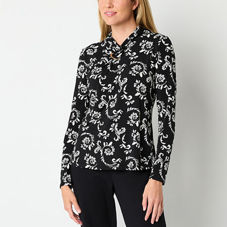 Liz Claiborne Womens Long Sleeve Blouse, X-small, Black