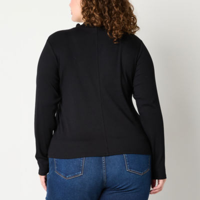 a.n.a Womens Long Sleeve Mock Neck Top Plus