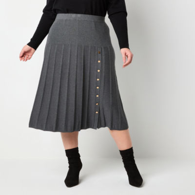 Liz Claiborne Womens Mid Rise Midi A-Line Skirt-Plus