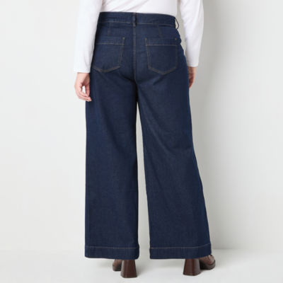 Liz Claiborne-Plus Loose Fit Wide Leg Trouser