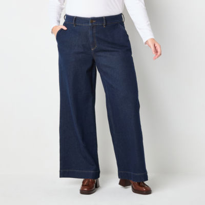 Liz Claiborne-Plus Loose Fit Wide Leg Trouser