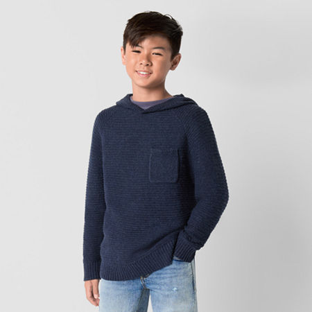 Thereabouts Little & Big Boys Hooded Long Sleeve Pullover Sweater, M (10-12) Husky, Blue