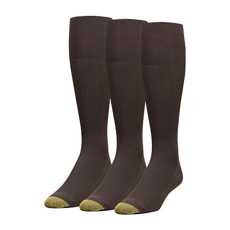 Gold Toe Metropolitan 3 Pair Crew Socks Mens, One Size, Brown