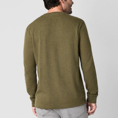 St. John's Bay Dexterity Mens Henley Neck Long Sleeve Easy-on + Easy-off Sensory Friendly Classic Fit Thermal Top
