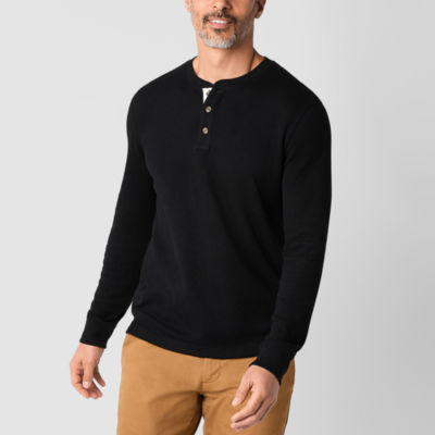 St. John's Bay Dexterity Mens Henley Neck Long Sleeve Easy-on + Easy-off Sensory Friendly Classic Fit Thermal Top