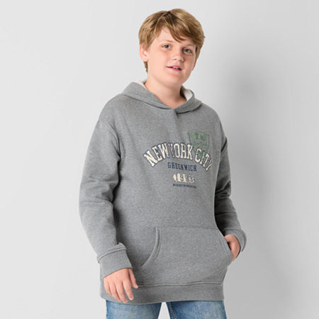 Thereabouts Little & Big Boys Fleece Hoodie, M (10-12) Husky, Gray