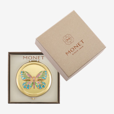 Monet Jewelry Gold Tone Butterfly Compact Mirror