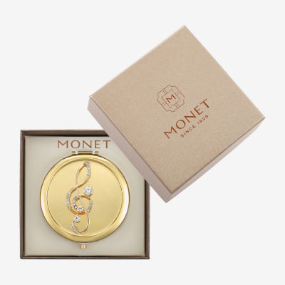 Monet Jewelry Music Note Gold Tone Compact Mirror