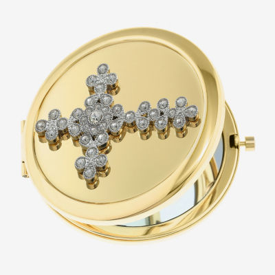 Monet Jewelry Gold Tone Cross Compact Mirror