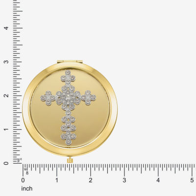 Monet Jewelry Gold Tone Cross Compact Mirror