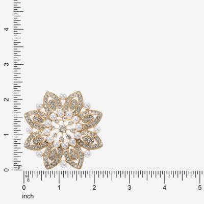 Monet® Gold-Tone Crystal and Simulated Pearl Snowflake Pin