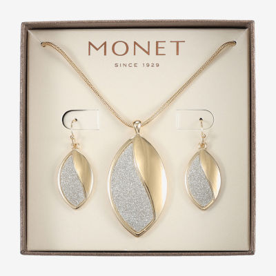 Monet Jewelry Two Tone Pendant Necklace And Drop Earring Womens 2-pc. Jewelry Set